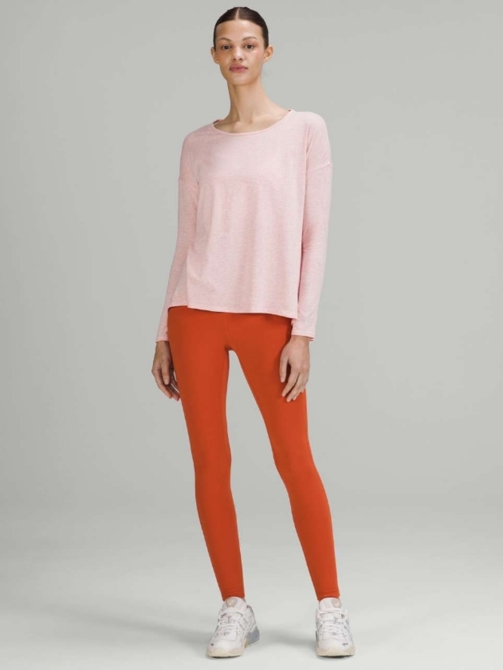 Lululemon Back Into It Long Sleeve Shirt Heathered Pink Puff 10-12